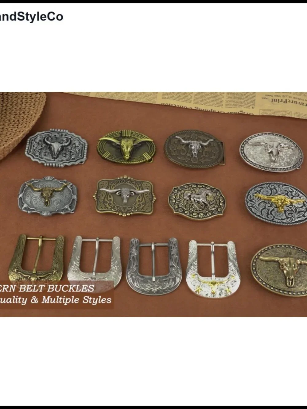 Cowboy Western Belt Buckle Floral Engraved Alloy Men Women